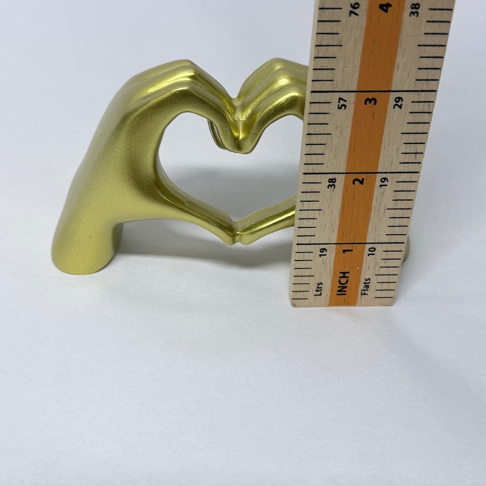 Gold Heart Hands Sculpture Modern Metallic Love Gesture Home Decor Accent 5in - Picture 7 of 7